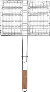 Fdit BBQ Grill Basket, Stainless Steel Folding Grilling Baskets with Handle Multipurpose Fish Grill Basket for Outdoor Camping BBQ