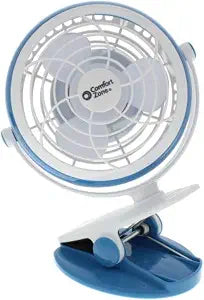 Comfort Zone Dual Base Combo Clip or Desk Fan, USB or Battery Powered, 4 inch, Single Speed Setting, Adjustable Tilt, Lightweight, Ideal for Home, Bedroom, Office, or Dorm, CZBT4BL