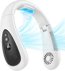 Neck Fan, 5000mAh LED Display Foldable Neck Fans Portable Rechargeable, with 3 Speeds Adjustment and Heat Sink Aluminum Sheet, Hands Free Personal Fan,USB Powered, Portable Neck Fan for Travel Outdoor