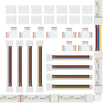 BTF-LIGHTING 6Pin 12mm SMD LED Connector Kit 6 Pin L Splitter Right Angle Corner,T Shape,Solderless Gapless Connector, Strip to Strip Jumper Wires for  60LED/m PWM SMD RGBCCT Strip Lights