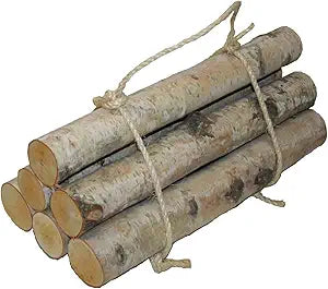Roped Bundle of Birch Logs (Medium- Set of 6 (1.5-2.5 inch Diameter x 17-18 inch Long))