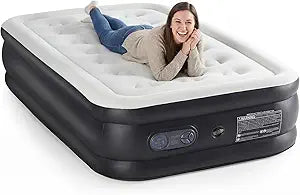 Twin Air Mattress 16 Inch with Built-in High Capacity Pump, Inflatable Air Bed for Home, Camping & Guest, Portable Blow Up Mattress 660 lbs Weight Capacity, Double Height & Non-Slip Bottom