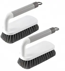 Scrub Brush, Scrubbing Cleaning Brushes, Heavy Duty Cleaning Brushes with Handle, for Shower, Bathroom, Carpet, Kitchen and Bathtub Scrubber, 2 Pack (Grey)