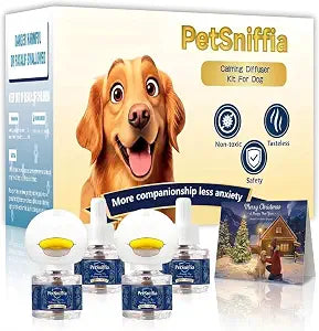 120Day Adanced Dog Calming Diffuser, Calming Pheromones Diffuser Kit Appeasing Pheromone Diffuser to Calm (2Plug in+4Refill+Interactive GiftCard) for Anxiety Separation Aggression Barking Stress