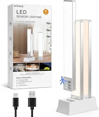 3-Pack Under Cabinet Lighting with Charging Base, Aluminum Housing