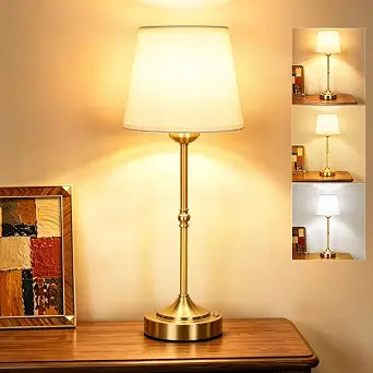 Yunaking Rechargeable Gold Table Lamp: Cordless Lamp with 3 Color Dimmable