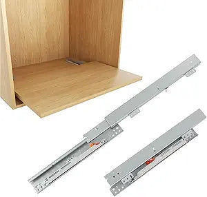 Undermount Drawer Slide Bottom Mount Pull Out Shelf Slides Full Extension Soft Close Base Mount Slide Out Drawer Track Shelf Slider Rail for Cabinet Tray Kitchen Pantry Drawer Trash Can Hardware