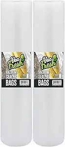 Vac Fresh 15x50 Vacuum Sealer Rolls, Large Vacuum Seal Bags 3.5 mil Thick, 15 inches Wide x 50 Feet Long, Vacuum Seal Bags Roll for Food Storing, Meal Prep, Sous Vide Cooking, Bulk Storage, 2 Rolls