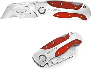 WORKPRO Quick-Change Utility Knife, Classical Retro Style Wood Grain Handle