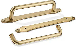 khtumeware 5 Pack 5 Inch Hole Center Brushed Brass Cabinet Pull with Backplate Solid Heavy Duty Handles with Backplate Cabinet Pulls for Drawer Kitchen Improvement Hardware
