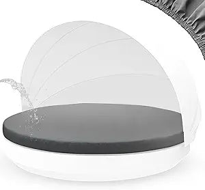 Outdoor Round Daybed Cushion Cover with Elastic Cord,Patio Day Bed Cushions Replacement Slipcover Waterproof,Circle Sun Island Sunbed Mattress Covers ONLY Cover (Dark Gray, 66")