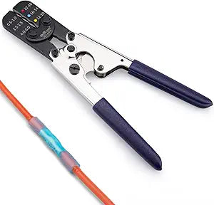 JRready ACT-AD10 Ratcheting Crimping Tool, 2210 AWG Wire Crimper for Heat Shrink Butt Connectors & Insulated Terminals, Oval Crimp Die, Full-Cycle Ratchet for Marine/Automotive/RV Wiring