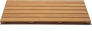 GOBAM Bamboo Bath Mat, Large, 26 x 15.8 x 1.3 inches - Non-Slip - Floor Mat for Bathroom, Spa, Sauna, Kitchen, Indoor & Outdoor Spaces, Shower Mat for Bathroom Decor - Natural