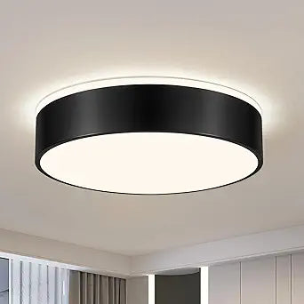 Black LED Ceiling Light Modern Flush Mount Light Fixture Round Metal Non Dimmable Ceiling Lamp for Living Room Entryway Bedroom Kitchen 15.74 Inch