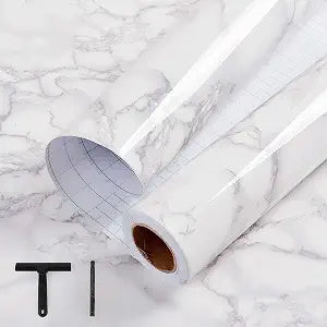 White/Grey Marble Contact Paper Marble Wallpaper Peel and Stick with Tools