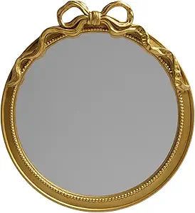 24-Inch Gold Bow Resin Mirror  Perfect Decorative Accent for Nursery and Elegant Baby Room Decor (Gold, 26x24in)