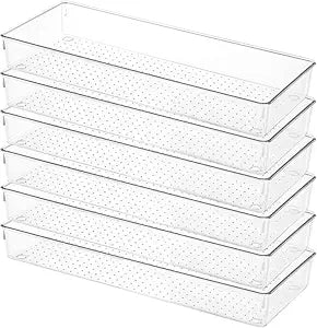6 Pcs Clear Drawer Organizer Trays Plastic Drawer Organizers Set