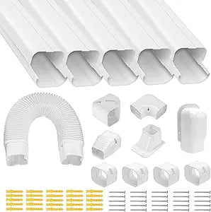 Cenipar 3" 18.5Ft Mini Split Line Set Cover Kit, Decorative PVC Line Hide for AC and Heat Pump, Easy Installation, White