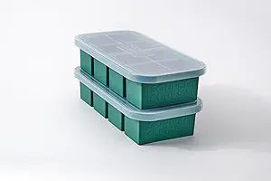 Souper Cubes 1 Cup Silicone Freezer Tray with Lids, Perfect for Storing Broth, Leftovers, Rice, Sauce and More, Silicone Soup Freezer Molds for Meal Prepping - Kale - 2-Pack
