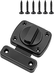 Double Sided Rotating Door Latch Heavy Duty Sliding Bolt Lock, 180 Flip Latch Zinc Alloy Hardware for Barn Door Cabinet Closet RV Pet Door (Black, 1 Pack)