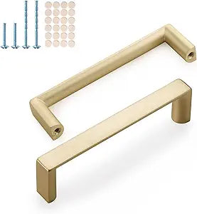 10 Pack Brushed Gold Cabinet Pulls,3-3/4 Inch(96mm) Hole Center Kitchen Cabinet Handles for Drawers & Dressers - Modern Furniture Hardware for Cupboard & Wardrobe