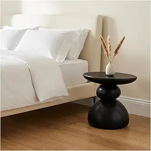 Modern Resin End Table, Irregular-Shaped Small Side Table for Indoor and Outdoor Use, Round Stone-Inspired Shaped Coffee Table for the Living Room, Bedroom, Garden, Store 16.9X11.81X15.74in
