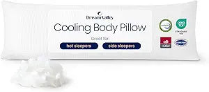 Dream Valley Bedding Cooling Full Body Pillow for Adults, Adjustable Loft Memory Foam Long Body Pillow for Side Sleepers, PCM Temperature Regulating Advanced Cooling Body Pillow