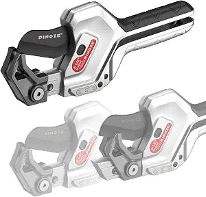 PINOZE PVC Pipe Cutter, 3-Gear Adjustable Cut up to 2-1/2, Ratchet Pipe Cutter Tool Heavy-Duty for PVC, PPR, PE, PEX, Plastic Hoses & Plumbing Pipes with Teflon Coated SK5 Blade