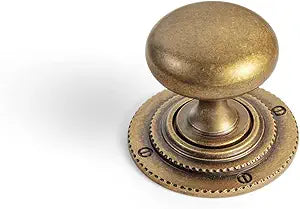 Goo-Ki Antique Brass Zinc Alloy Cabinet Knob with Backplate - Single Hole Center Cabinet Pull Hardware for Bedroom, Kitchen, 6 Pack8611-A39