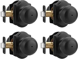 Haidms Matte Black Door Knobs Interior, Bedroom Door knobs & Bathroom, Black Interior Door Knobs 4 Pack