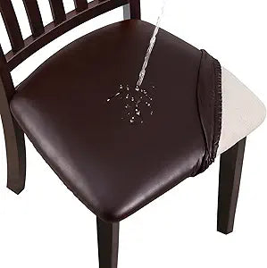 Genina Waterproof PU Leather Seat Covers for Dining Chairs,Chair Seat Covers Set of 6, Stretchable Dining Room Chair Seat Covers for Chair Protector Slipcover for Kitchen