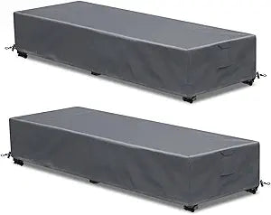 Lounge Chair Covers Outdoor Waterproof Patio Chaise Lounge Cover 600D Weather Resistant Material, UV Protection, Windproof Design 2 Pack 78" x 26" x 12" H, Grey