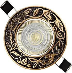 5W Vintage Brass Downlight Round Recessed Lighting Housing Trim Kits LED Recessed Lighting LED Round Ceiling Light Kit Spotlights Or Flat Baffle Gold Trim
