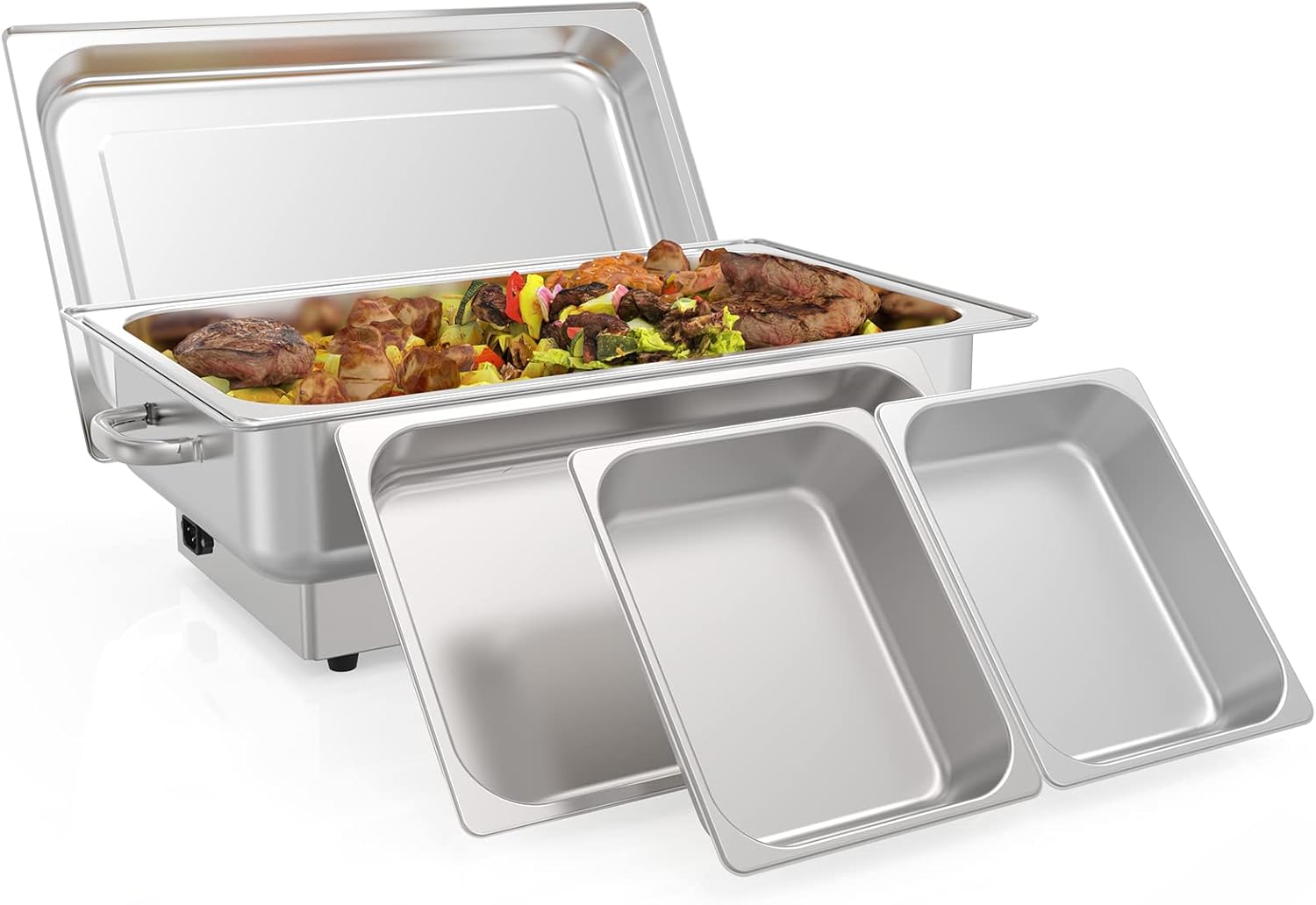 IHEX Electric Chafing Dishes, 9QT Stainless Steel Chafers and Buffet Warmers Sets with1 Full-Size Pan & 2 Half-Size Pan, Catering Supplies Buffet Display for Parties, Catering, Wedding