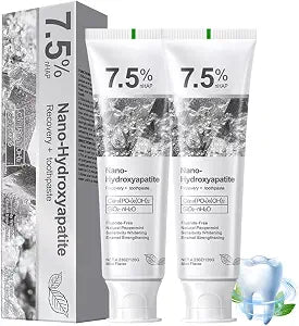 2-Pack 7.5% Hydroxyapatite Toothpaste, Fluoride-Free for Sensitive Teeth ��� Enamel Protection & Sensitivity Relief & Deep Clean, Gentle Mint Fresh Breath