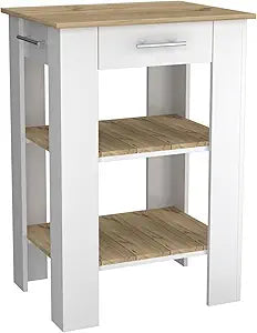 Tuhome Cala Kitchen Island 23, Two Shelves, Single Drawer -White/Light Oak