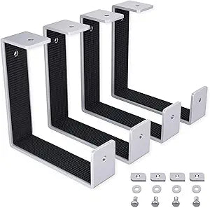 Pack D Hook Brackets x4  Heavy Duty Wall Hooks, Suits Modular Systems, Holds Ladders, Bikes, Tools, 4mm Steel Construction, Garage Storage Hooks