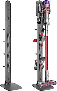 Haturi Premium Vacuum Stand for Dyson Gen5 V16,V15 V12 V11 V10 V8 V7 V6, Metal Attachment Holder with 4 Hooks & 4 Shelves, Hidden Cord Design, Space-Saving Storage Organizer for Dyson Cordless Vacuums