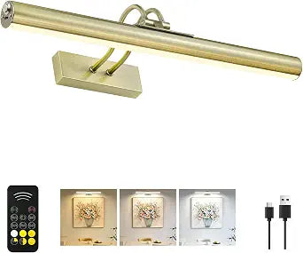 Picture Light,Magnetic Wall Light 5000mAh,16" Art Light,Antique Brass