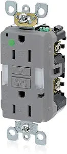 Leviton 15A-125V Hospital Grade Tamper-Resistant Guide Light Duplex Self-Test GFCI Receptacle, 15-Amp, GFNL1-HGG, Gray
