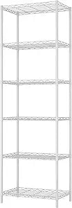HOMEFORT 6-Tier Wire Shelving, 6 Shelves Unit Metal Storage Rack, Durable Organizer, Perfect for Pantry Closet Kitchen Laundry Organization (White)