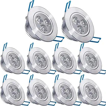 Pack of 10,110V 3W LED Ceiling Light Downlight,Cool White Spotlight Lamp Recessed Lighting Fixture,with LED Driver