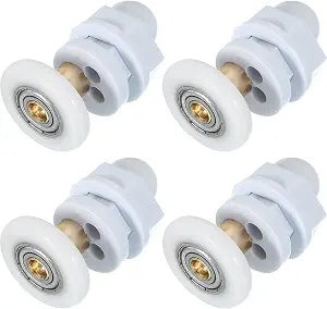 uxcell 25mm Shower Door Rollers, Sliding Shower Doors Runners Wheels Replacement Copper Rod Pulley for Bathroom Glass Doors 4-6mm, White 4 Pcs