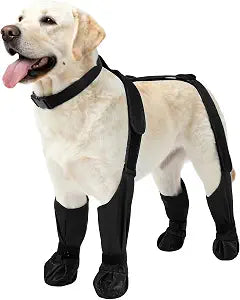 Anti-Slip & Fall Dog Suspender Boots, Waterproof Adjustable Dog Shoes for Large Dogs, Dog Rain Boots Pet Paw Protector Recovery Booties for Outdoor Walking Rainy Snow Hiking, Black L