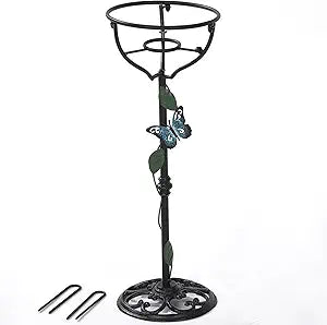 Cast Iron Gazing Globe Stand, 24.5" Gazing Ball Stand for 10-12 Inches Garden Gazing Globes, Metal Display Gazing Ball Holder for Indoor Outdoor, Easy Assembly, Black