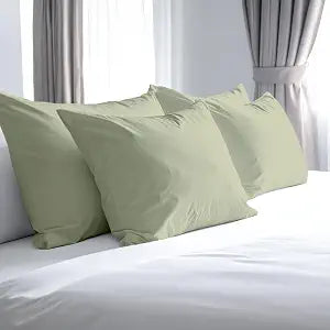 800 TC Sage Standard Pillowcases Set of 4 100% Egyptian Cotton Pillow Cases with Long Staple Cotton & Sateen Weave, Silky Soft Hotel - Like Bed Pillow Covers for Comfy Sleeping, Snug Fit