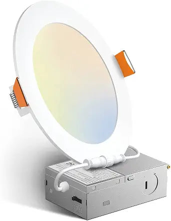 Amico 1 Pack 6 Inch LED Recessed Light with Junction Box, 5CCT, 1050LM, 12W