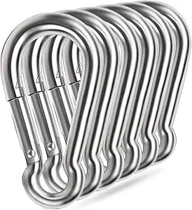 5 Inch 4 Inch Large Spring Snap Hooks, Ekunbuy Heavy Duty Rope Connector 304 Stainless Steel Hook Spring Clips Link Buckle 1/2 3/8 Clip for Hammock Swing Outdoor Travel
