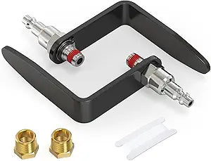 GASHER Pneumatic Tool Rafter Hook Hanger with 3/8" NPT 1/2" Flow Swivel Air Fittings, 1/2" & 3/8" Brass Bushing, Industrial Air Plugs,L Shaped Hook For Air Nailer, Air Blow Gun (2Pcs)