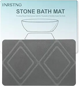 Premium Stone Bath Mat, Diamond Pattern, Quick Dry Diatomaceous Earth Bath Mat for Bathroom, Super Absorbent, Non-Slip & Easy to Clean, Large 31.5" x 20"